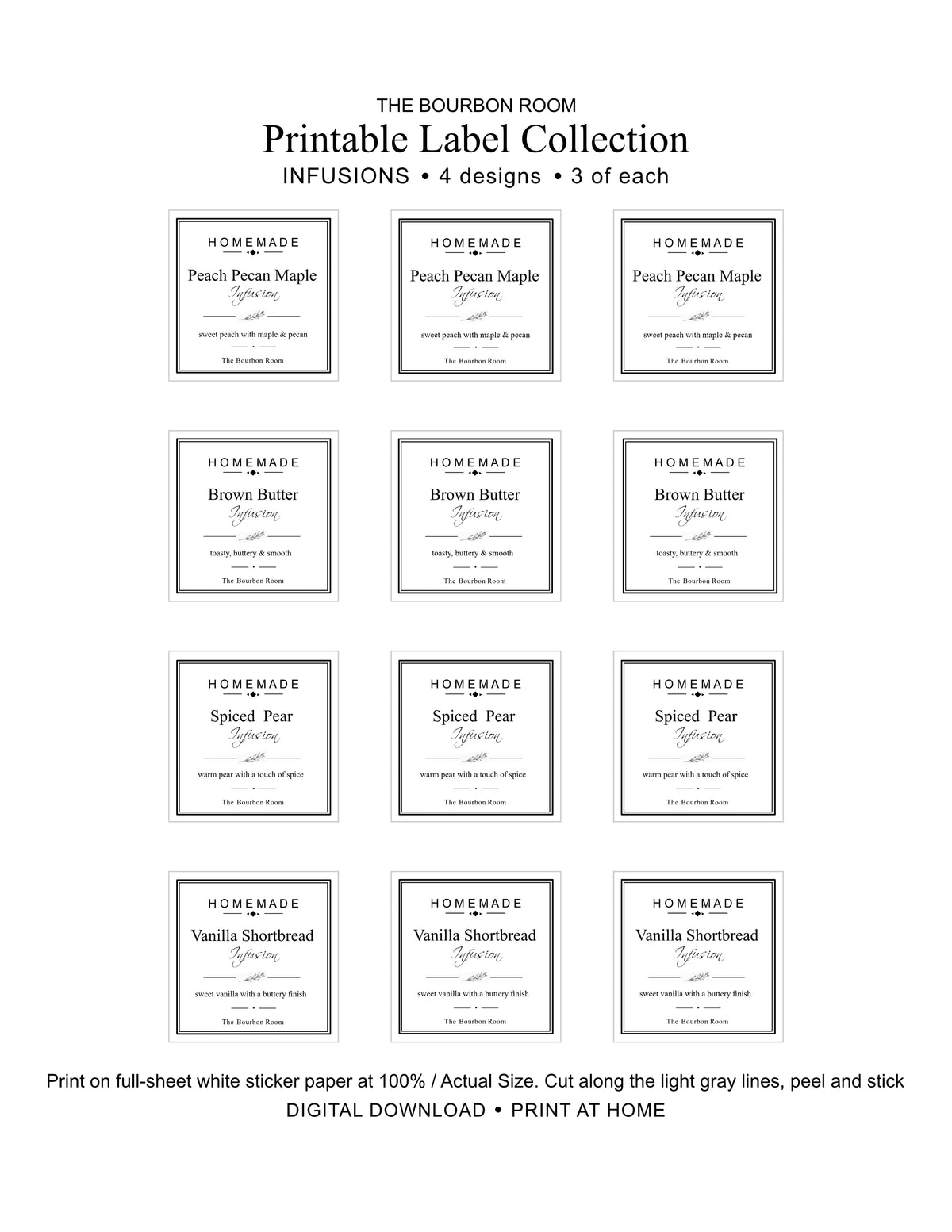 The Bourbon Room Printable Label Collection