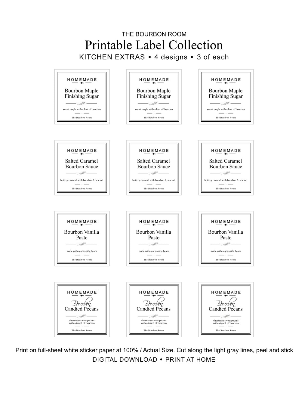 The Bourbon Room Printable Label Collection