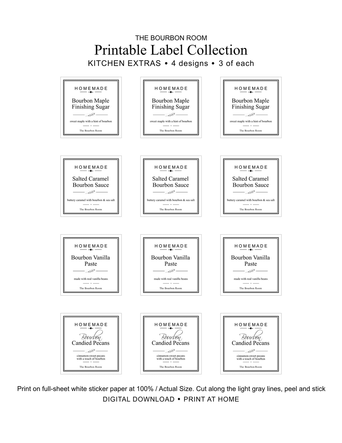 The Bourbon Room Printable Label Collection