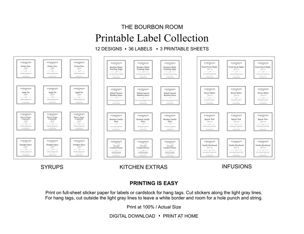 The Bourbon Room Printable Label Collection