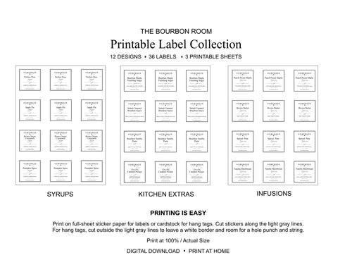 The Bourbon Room Printable Label Collection