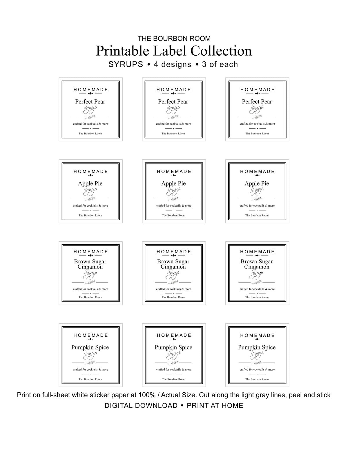 The Bourbon Room Printable Label Collection